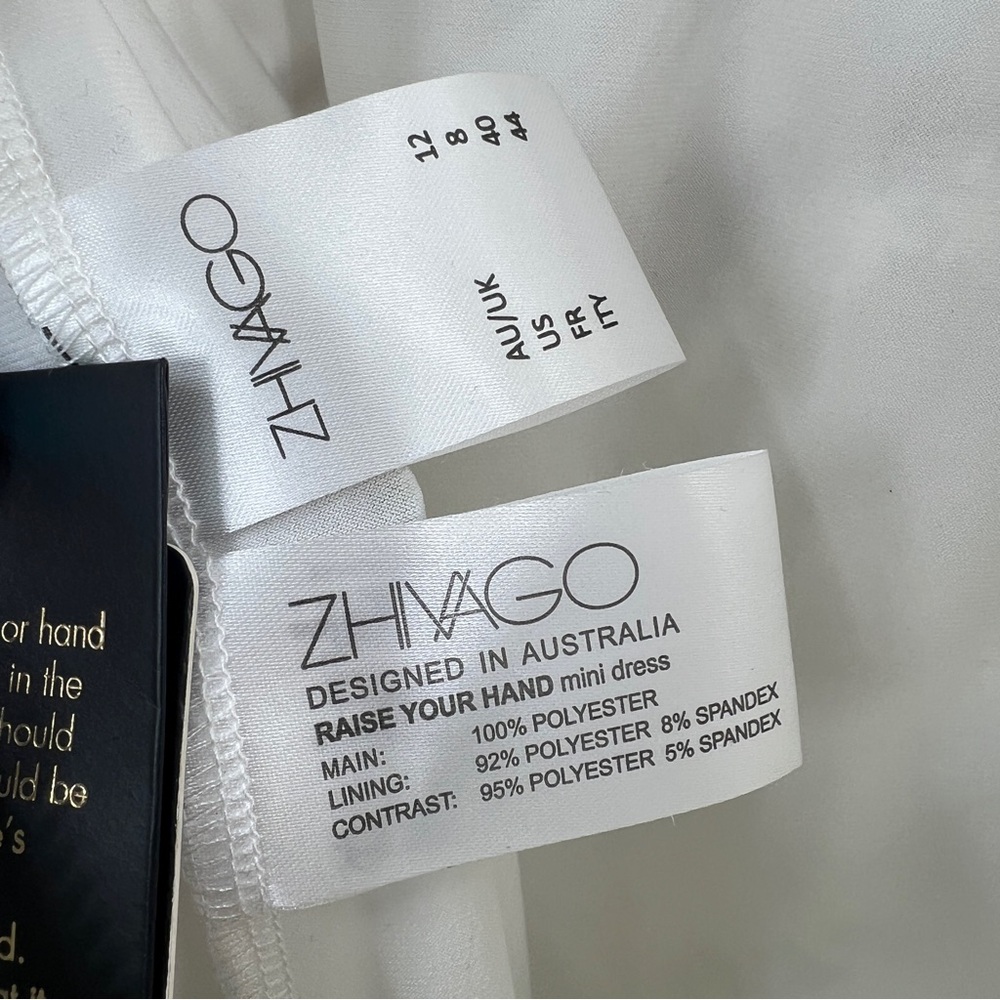 Zhivago NWT Raise Your Hand Embellished Mini Dress in White size 8 - Picture 9 of 10